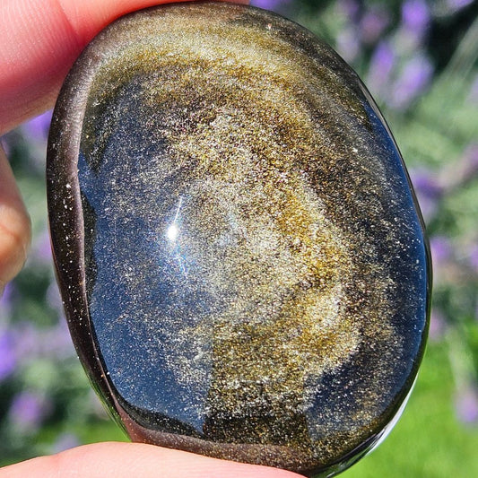 Gold Sheen Obsidian Palm Stone