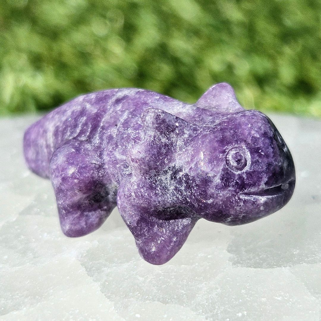 Lepidolite Axolotyl Mini Crystal Carving