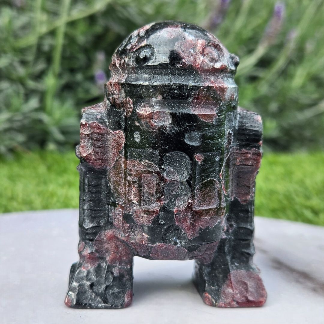 Garnet R2D2 Crystal Carving