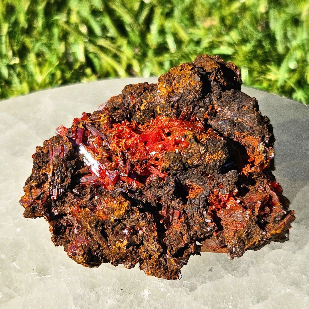 Crocoite with orange shards