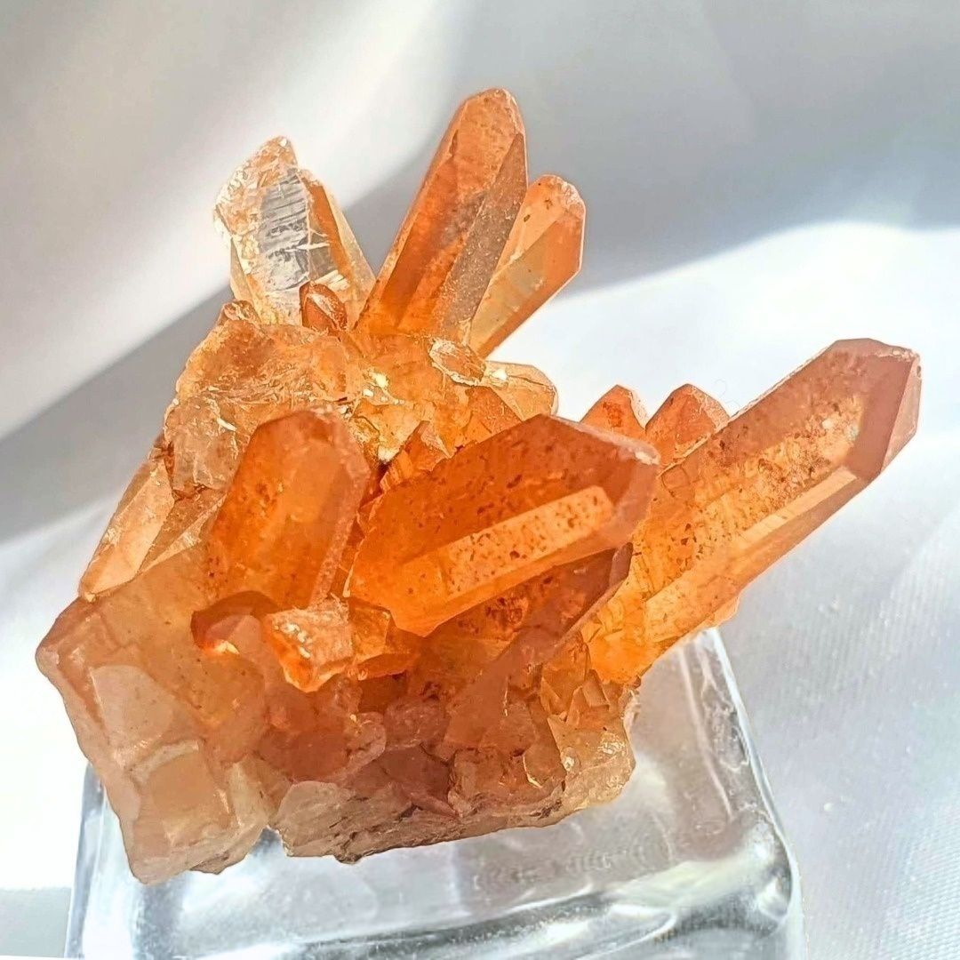 Natural Tangerine (Hematite) Quartz Cluster - Brazil