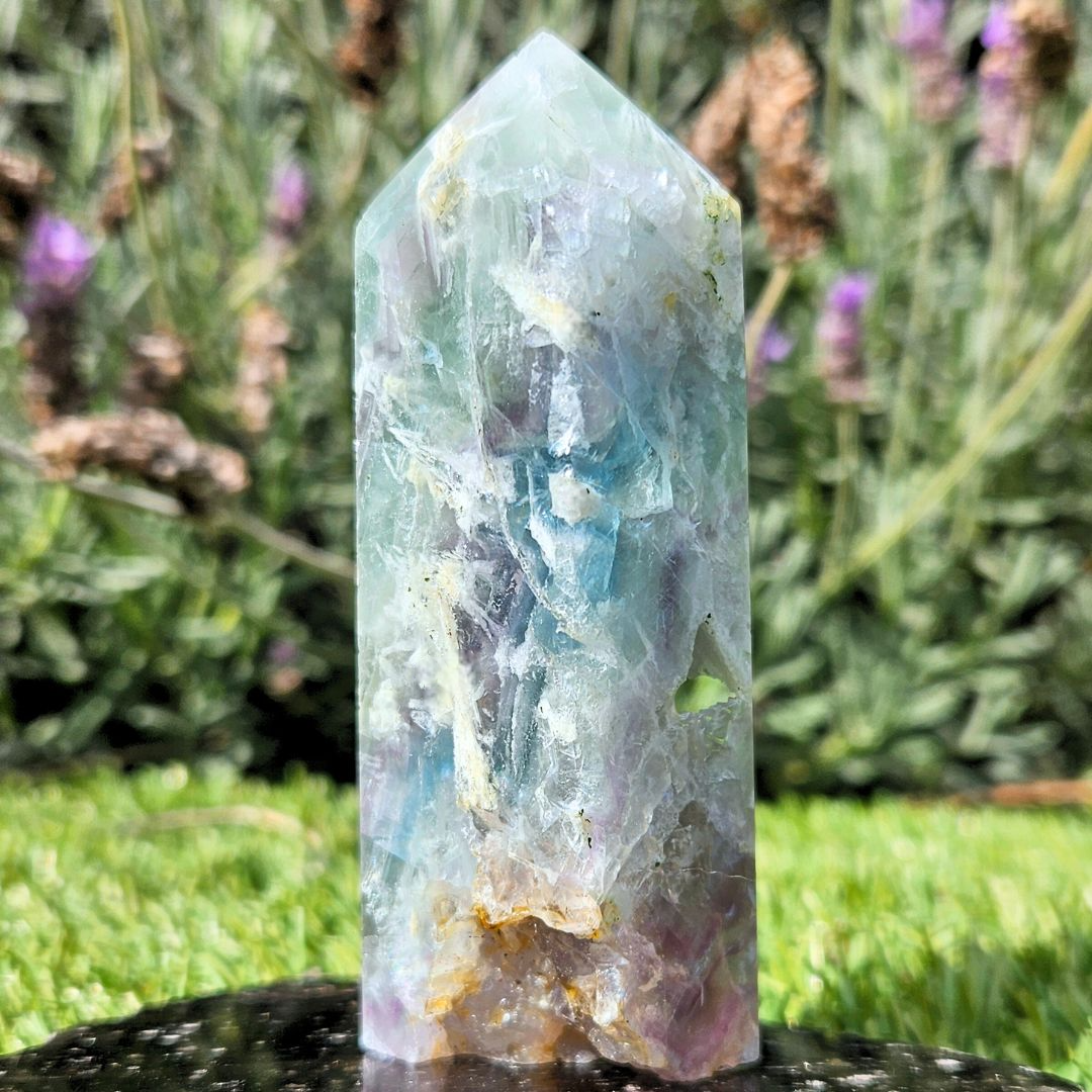 Feather Fluorite (Scolecite) Tower