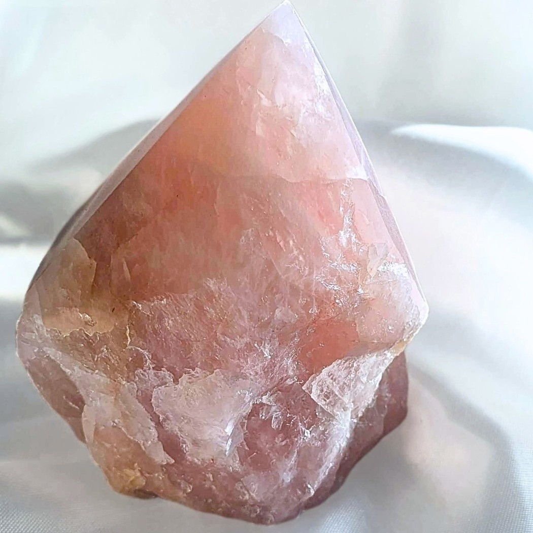 Rose Quartz & Hematite Semi-Polished Cut Base - 292g