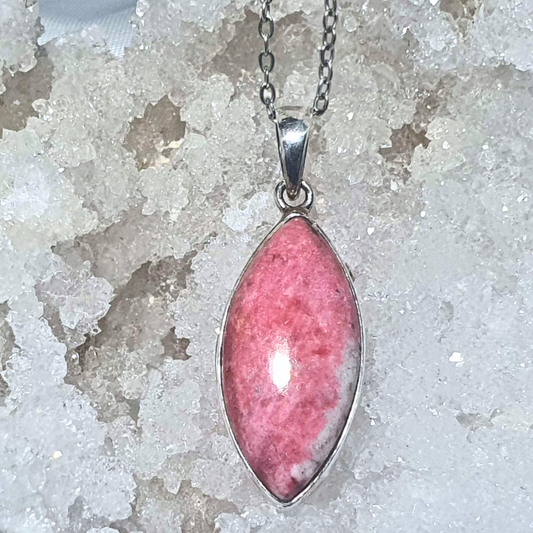 Solid 925 Sterling Silver Thulite Necklace - Norway