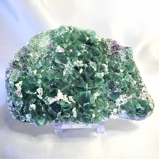 Large Green & Purple Cubic Fluorite with Calcite - Madagascar