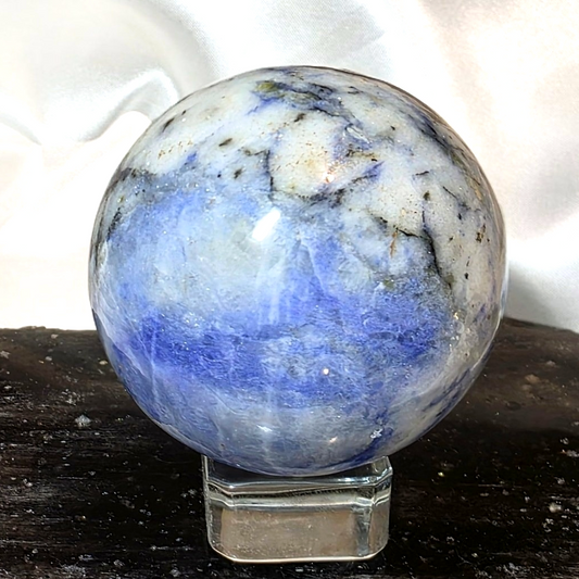 Blue Afghanite with Quartz & Tourmaline Sphere - 211g