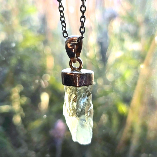 Sterling Silver 925 Prasiolite (Green Amethyst) Crystal Necklace