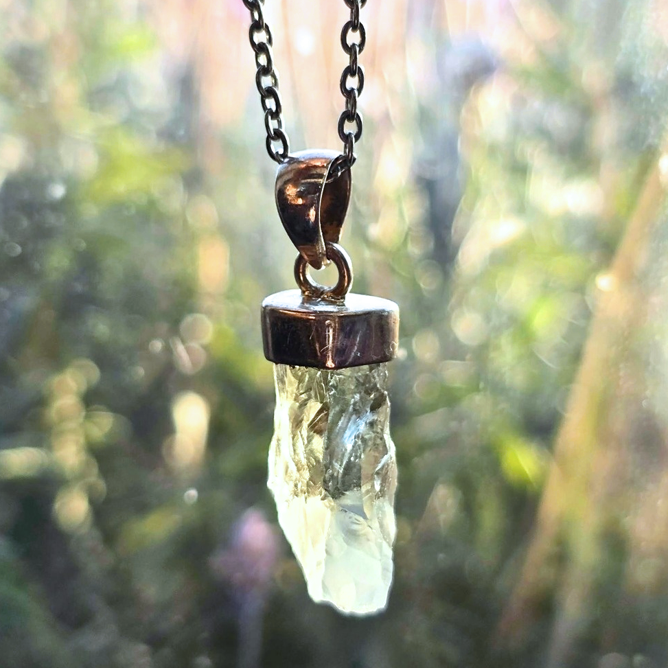 Sterling Silver 925 Prasiolite (Green Amethyst) Crystal Necklace