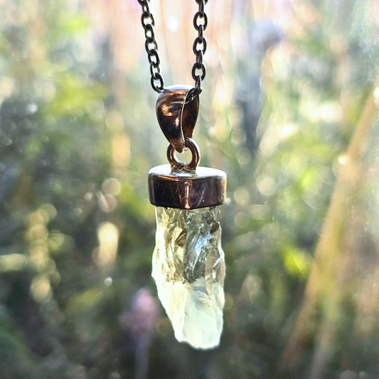 Sterling Silver 925 Prasiolite (Green Amethyst) Crystal Necklace