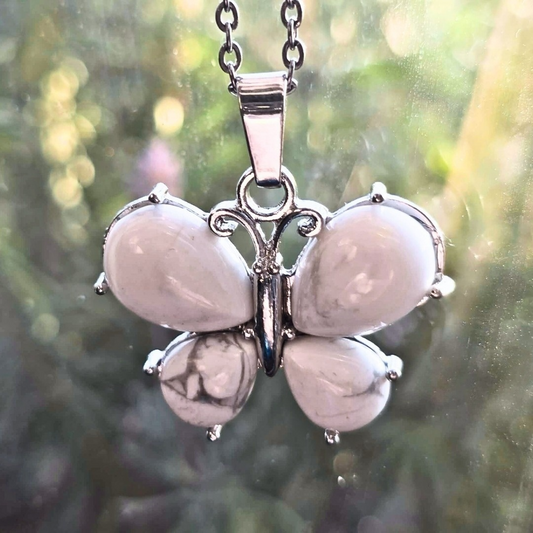 Howlite Crystal Butterfly Necklace