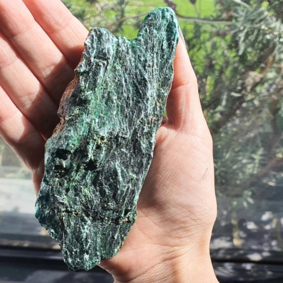 Large Sparkling Green Fuchsite Raw - 13cm long