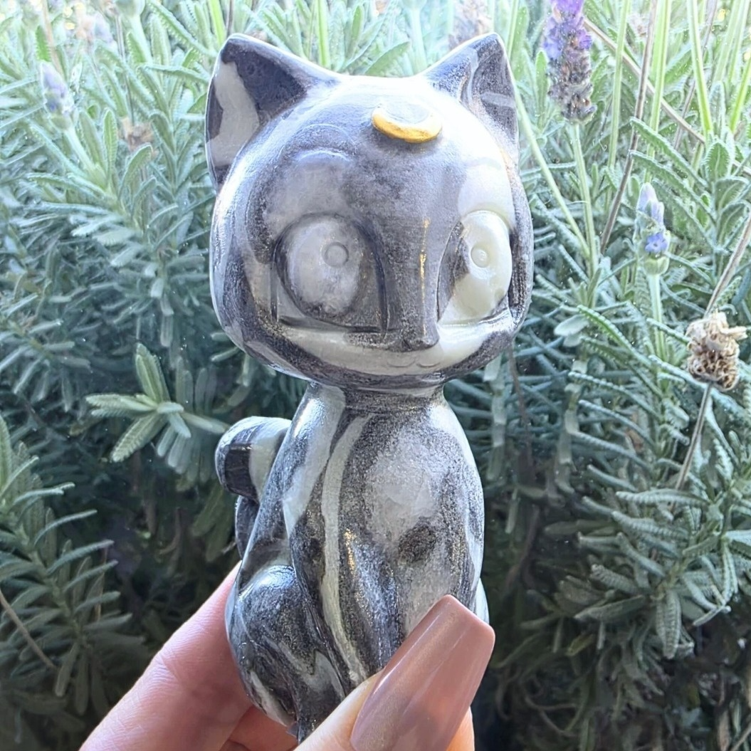 Large Picasso Jasper Luna Crystal Cat - 263g