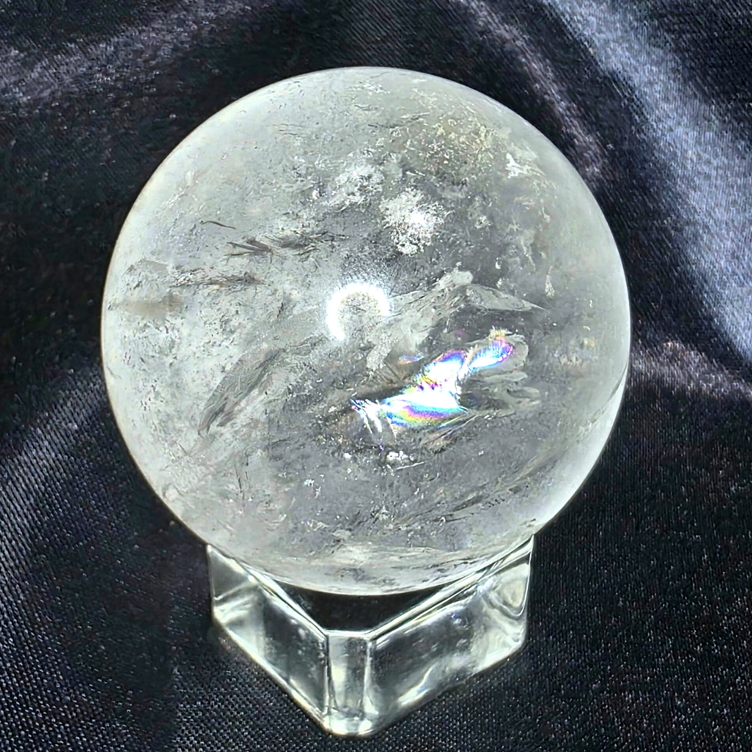 High Grade Clear Quartz Sphere with Rainbows & Phantoms - 213g