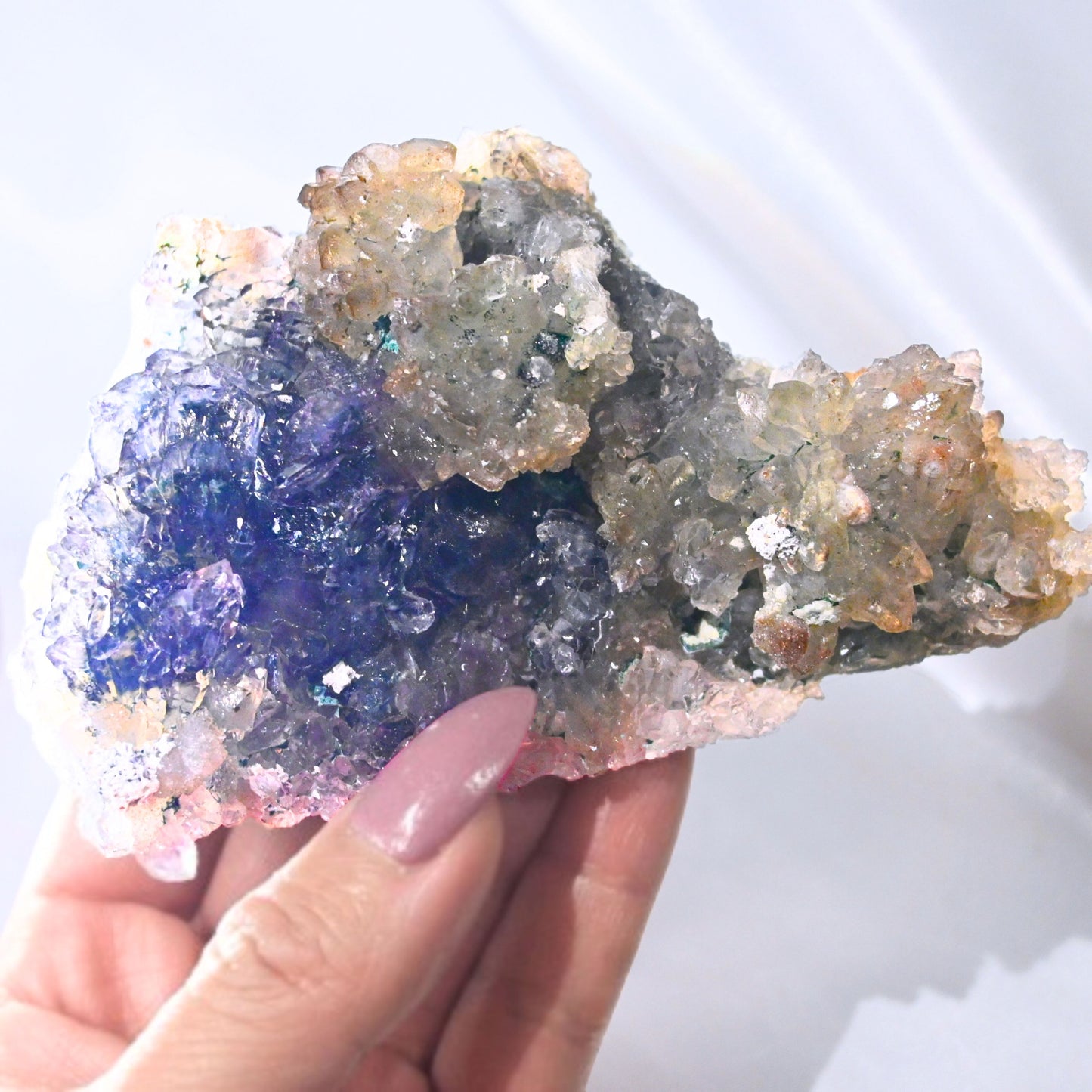 Genuine Multi-Colour Flower Amethyst Cluster - 180g