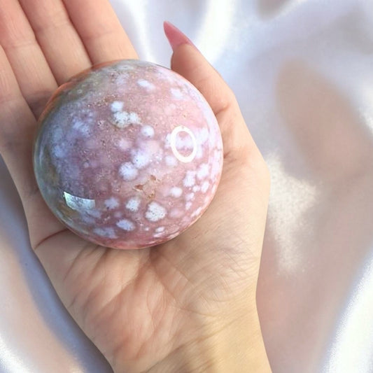 Druzy Pink Amethyst Crystal Sphere - 253g - includes stand