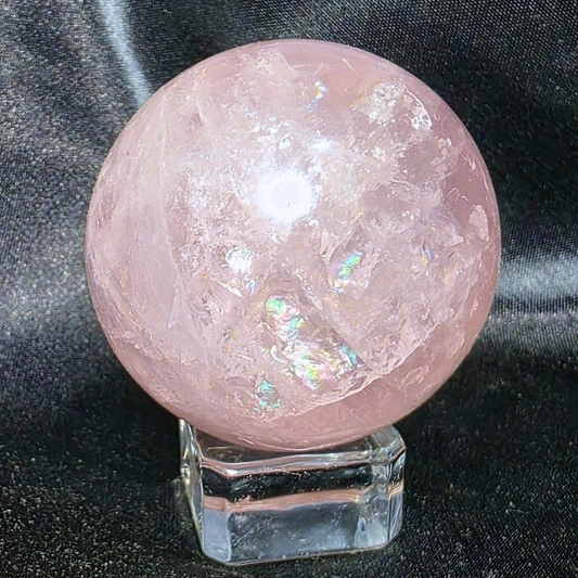 Rose Quartz Sphere with Rainbows - 151g
