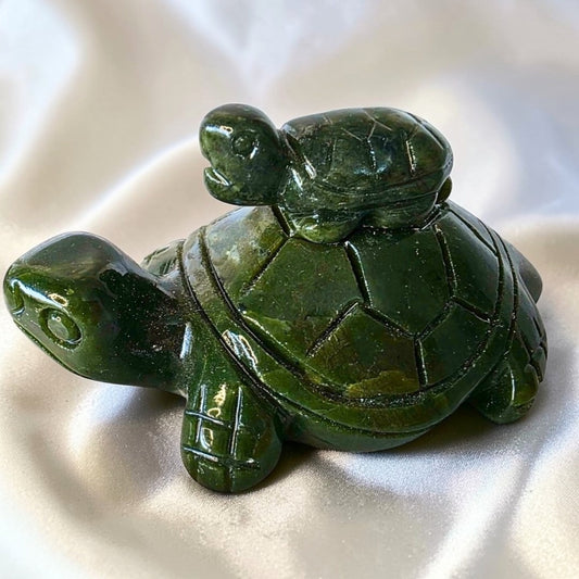 Serpentine Crystal Hand-Carved Turtles - 228g