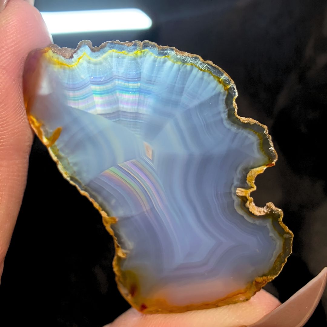 Rare Rainbow Iris Agate Slice | Natural Optical Diffraction Agate - Indonesia