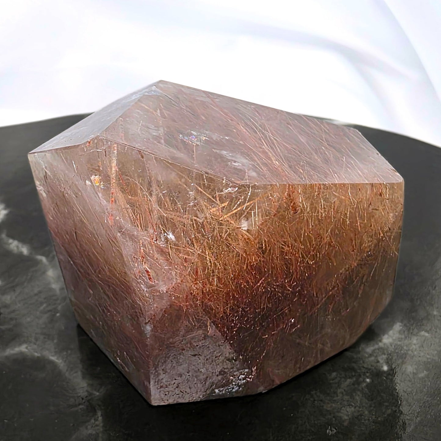 Red & Copper Rutilated Smoky Quartz Freeform with Rainbows - 145g