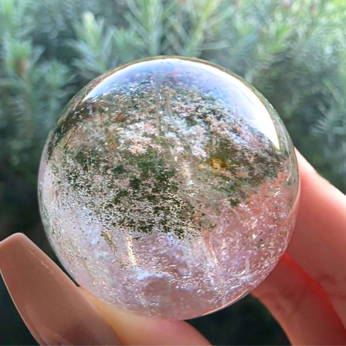 Garden Quartz Crystal Sphere | Lodolite Included Quartz