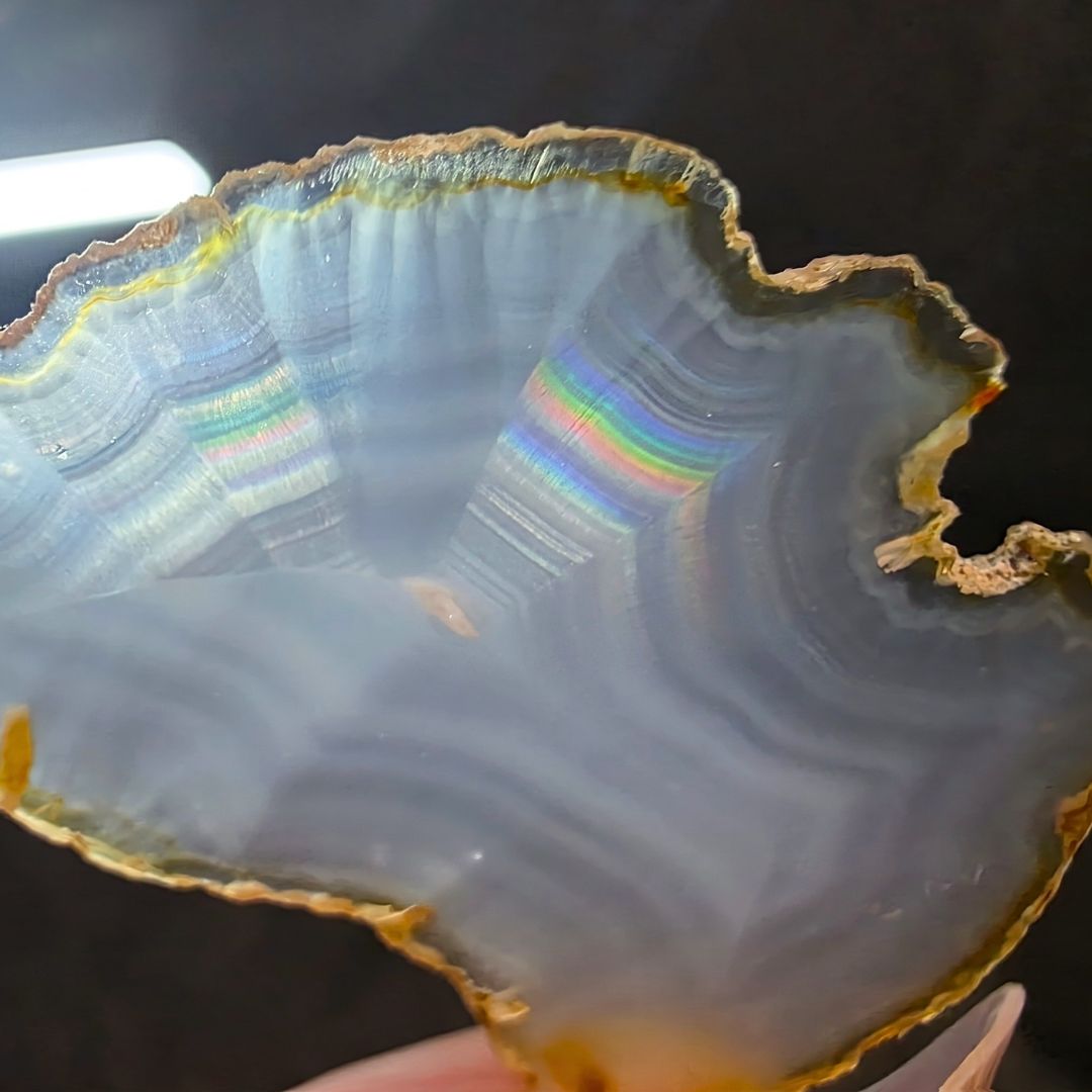 Rare Rainbow Iris Agate Slice | Natural Optical Diffraction Agate - Indonesia