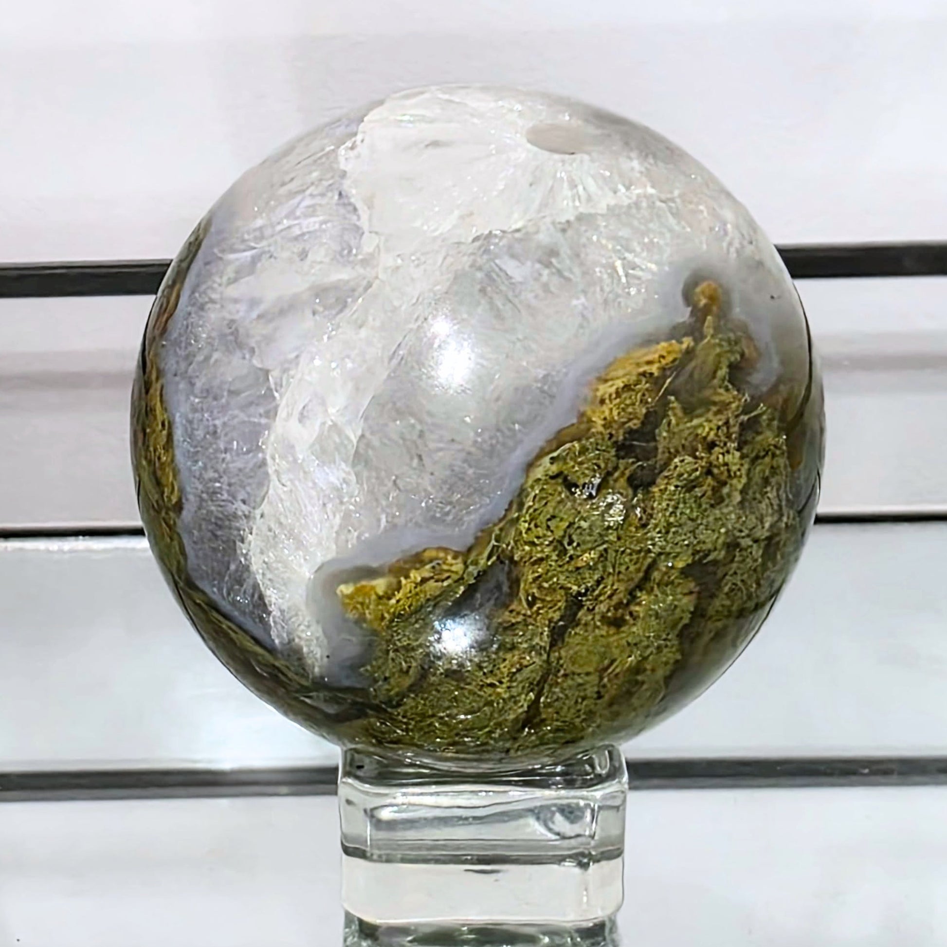 moss agate with blue chalcedony - australian crystal shop