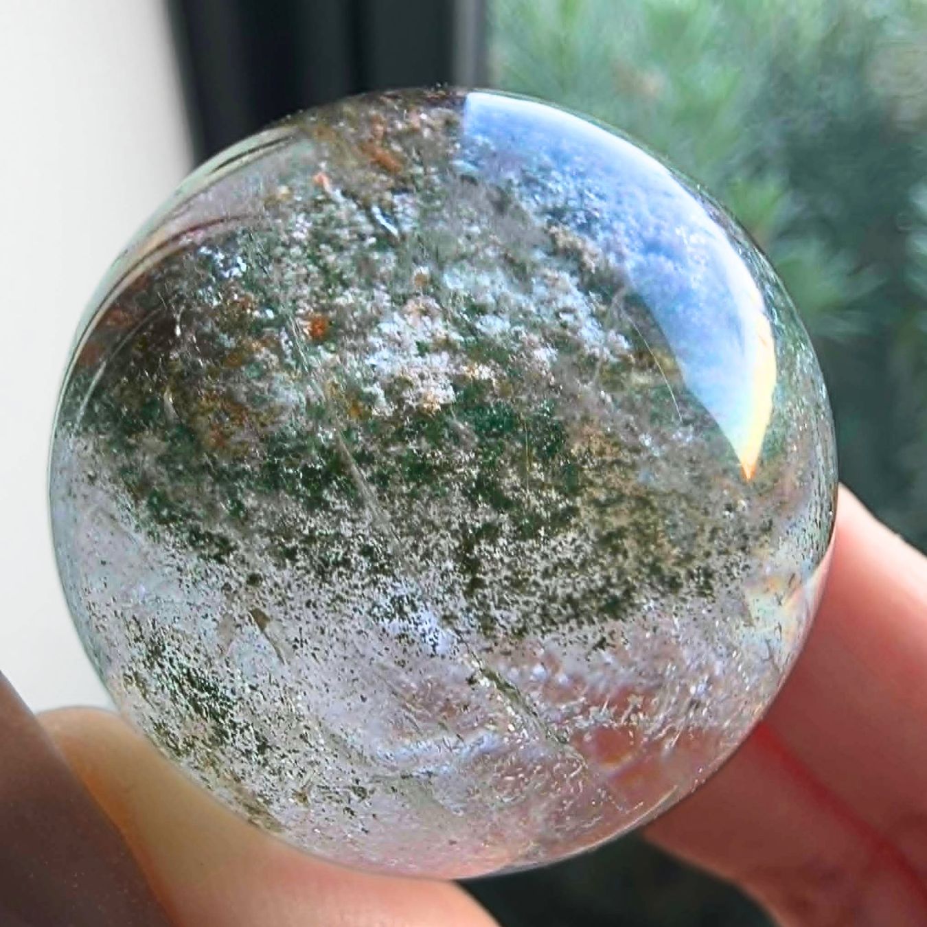 Garden Quartz Crystal Sphere | Lodolite Included Quartz