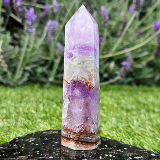 Crazy Lace Agate x Amethyst Crystal Tower
