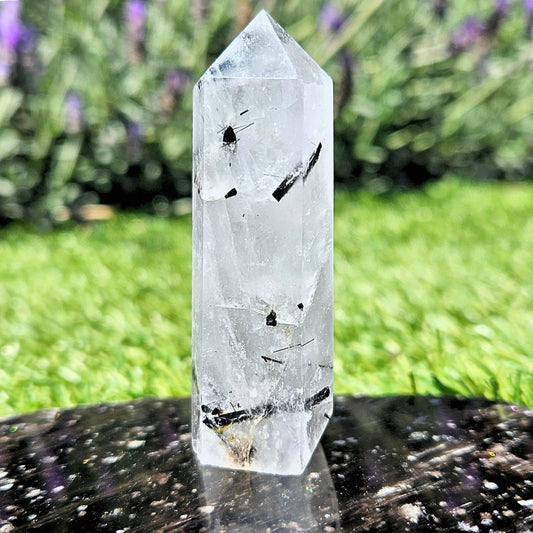 Black Tourmaline in Clear Quartz Tower