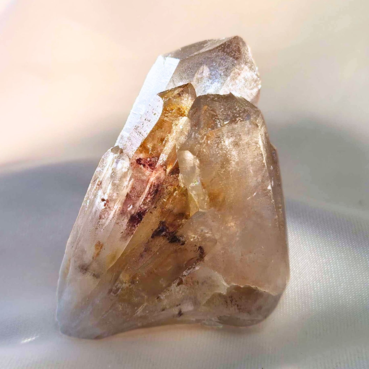 Pineapple Quartz Cluster with Phantom Golden Healer & Red Hematite Inclusions