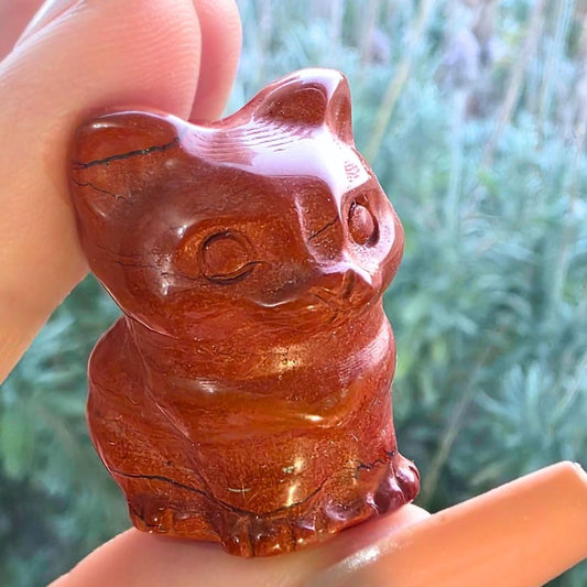 Money Agate (Indonesian Bloodstone) Crystal Tower & Red Jasper Cat