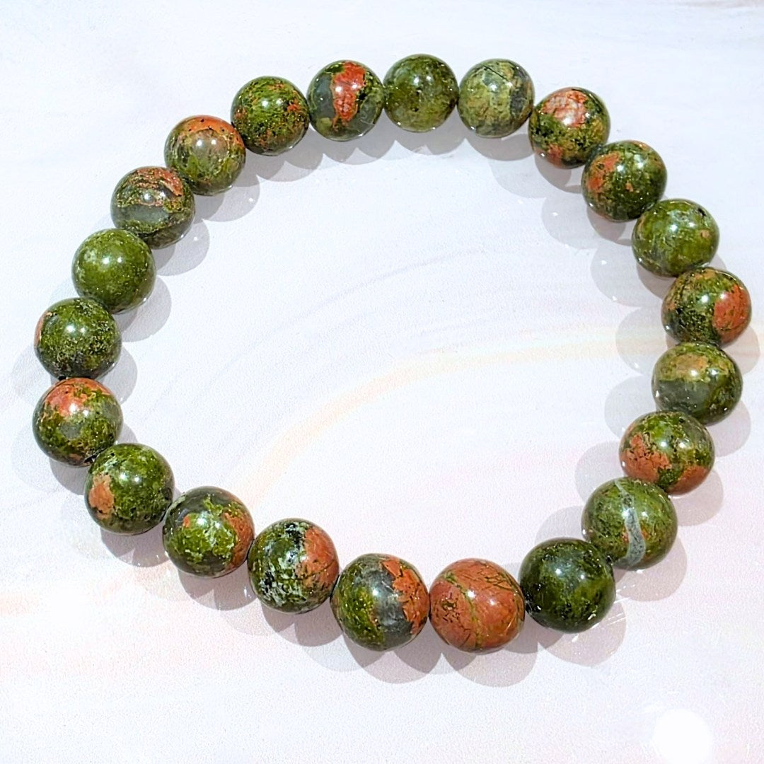 Unakite 8mm Crystal Bracelet