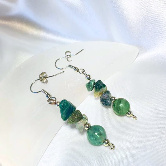 Moss Agate Crystal Earrings