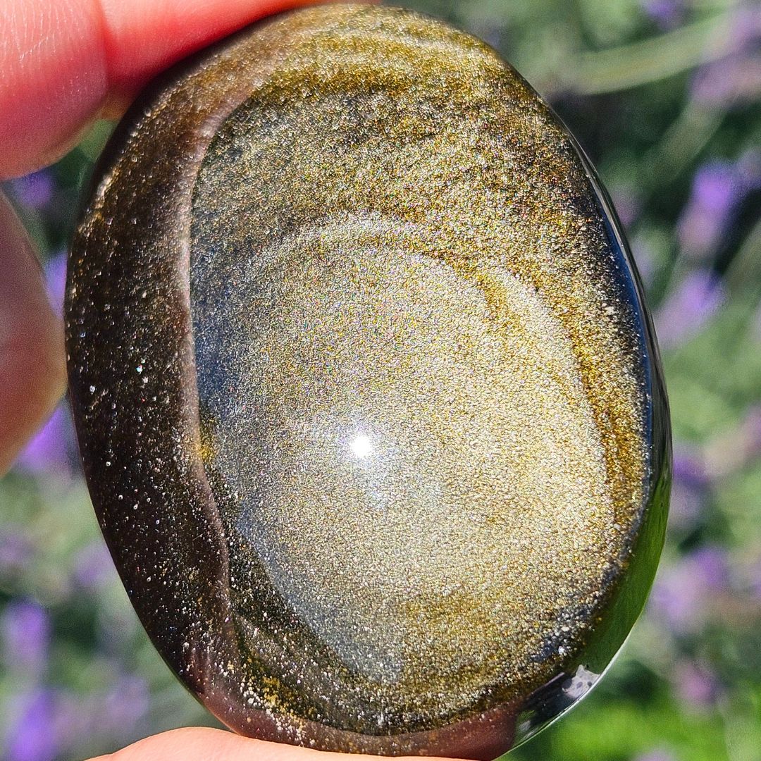 Gold Sheen Obsidian Palm Stone