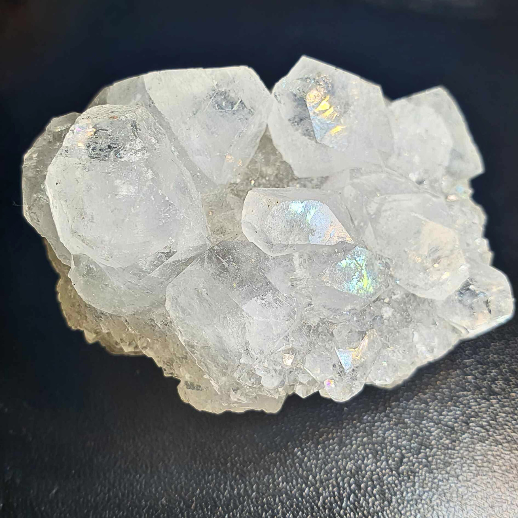 Diamond Cubic Apophyllite Cluster with Rainbows