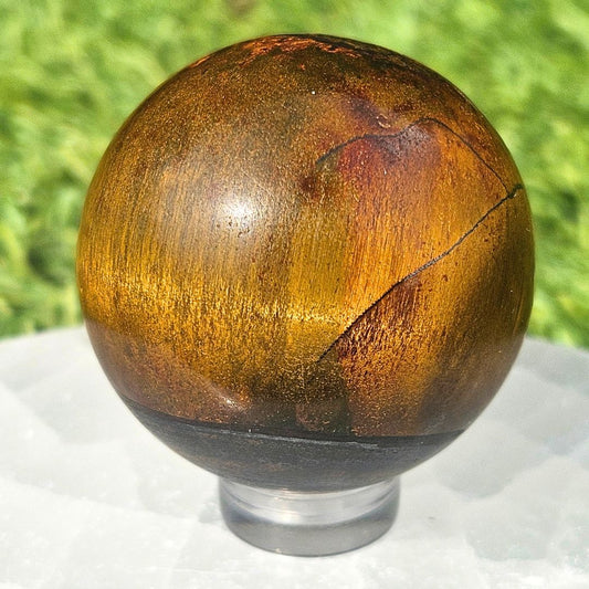 High Grade Tigers Eye Sphere - Stand Included