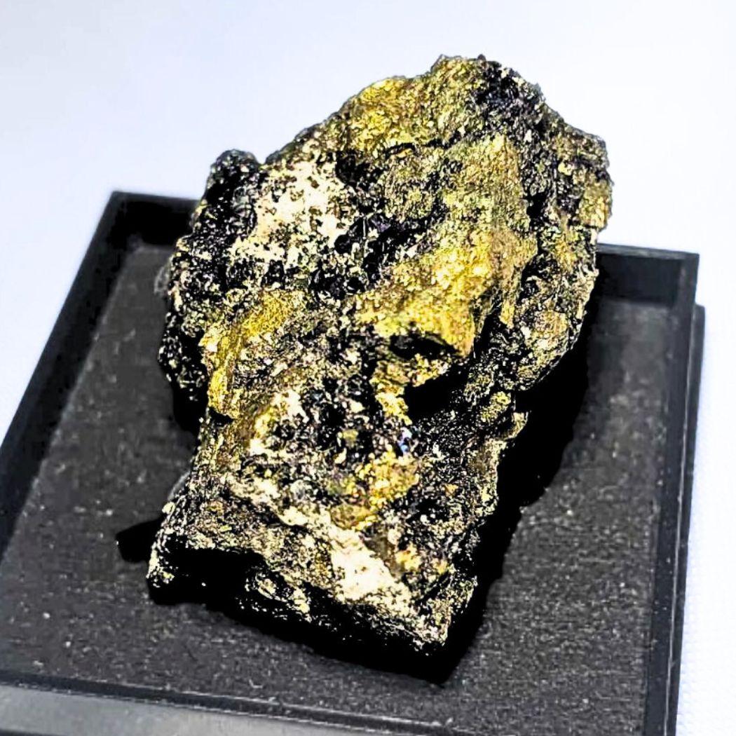 Sphalerite with Pyrite on Quartz Specimen - Includes Specimen Box