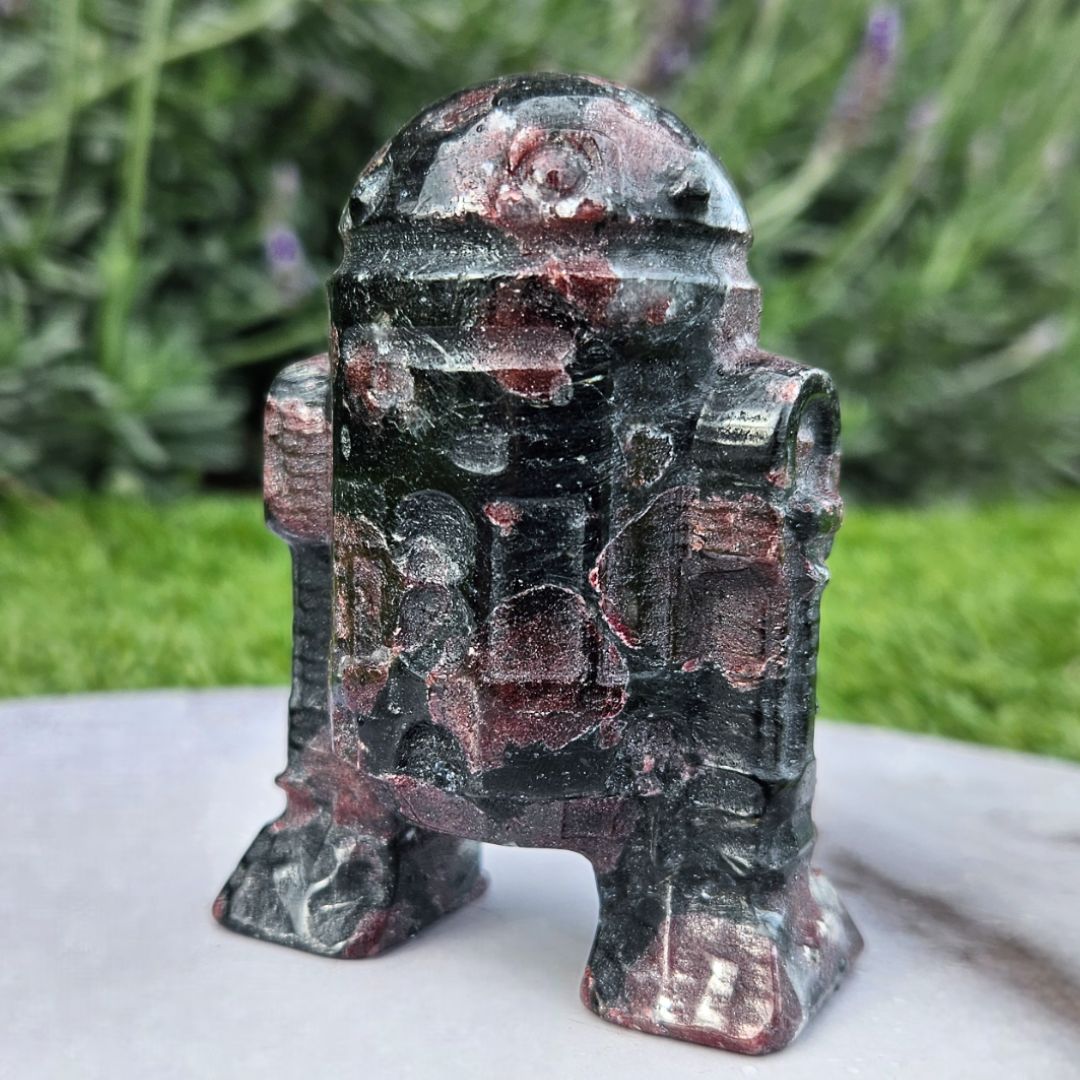 Garnet R2D2 Crystal Carving