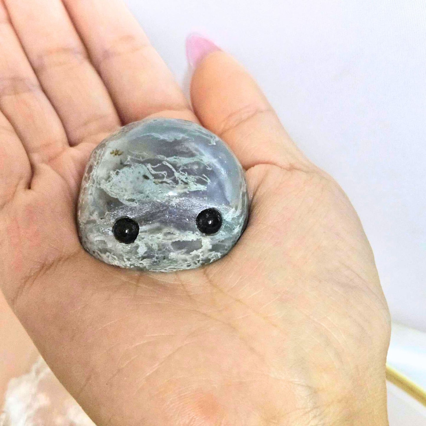 Moss Agate Pet Rock Crystal Carving