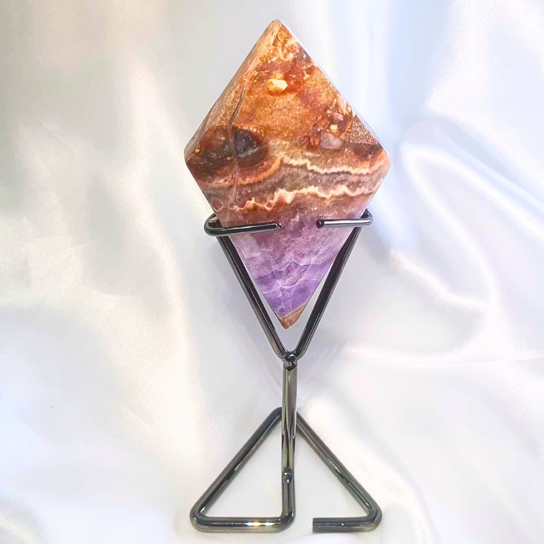 Amethyst & Crazy Lace Agate Diamond with Detachable Metal Stand