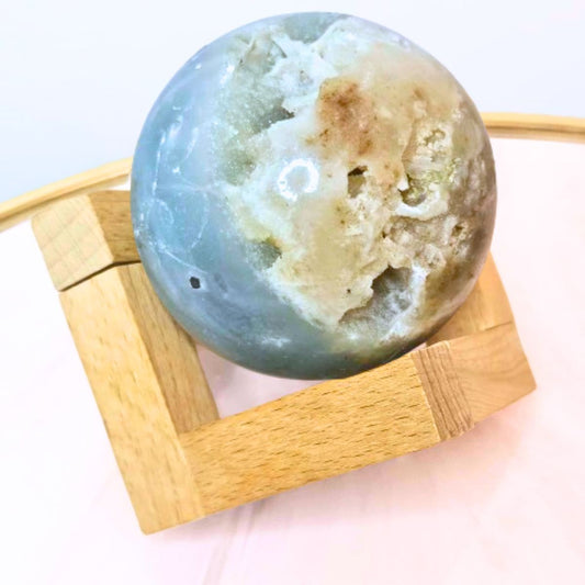 Large Wooden Sphere Crystal Display Holder