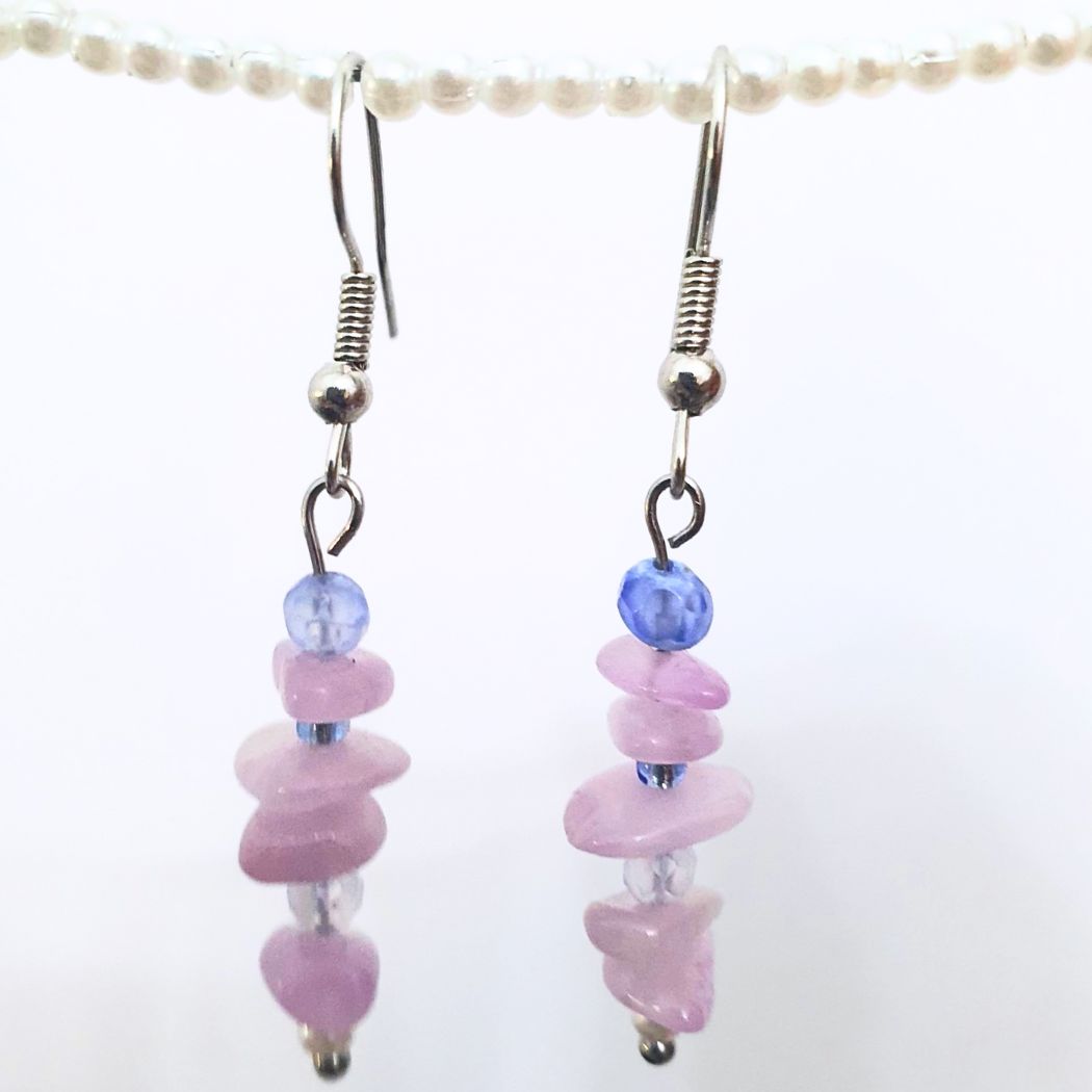 Kunzite & Sodalite Crystal Earrings