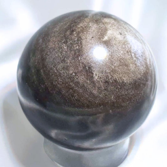 Extra Grade Silver Sheen Obsidian Sphere - includes holder