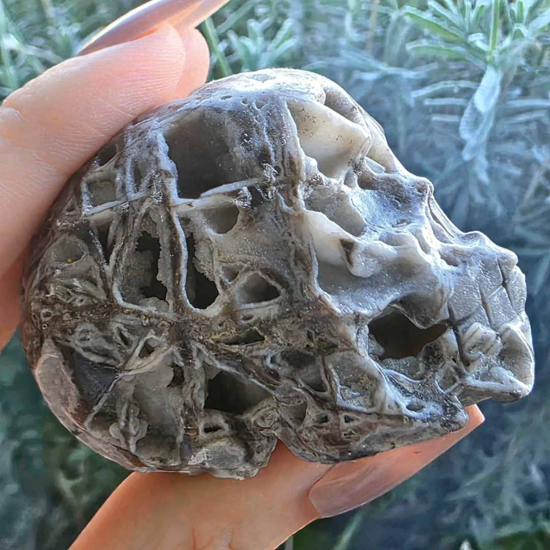 High Grade Hand-Carved Druzy Sphalerite Quartz Skull