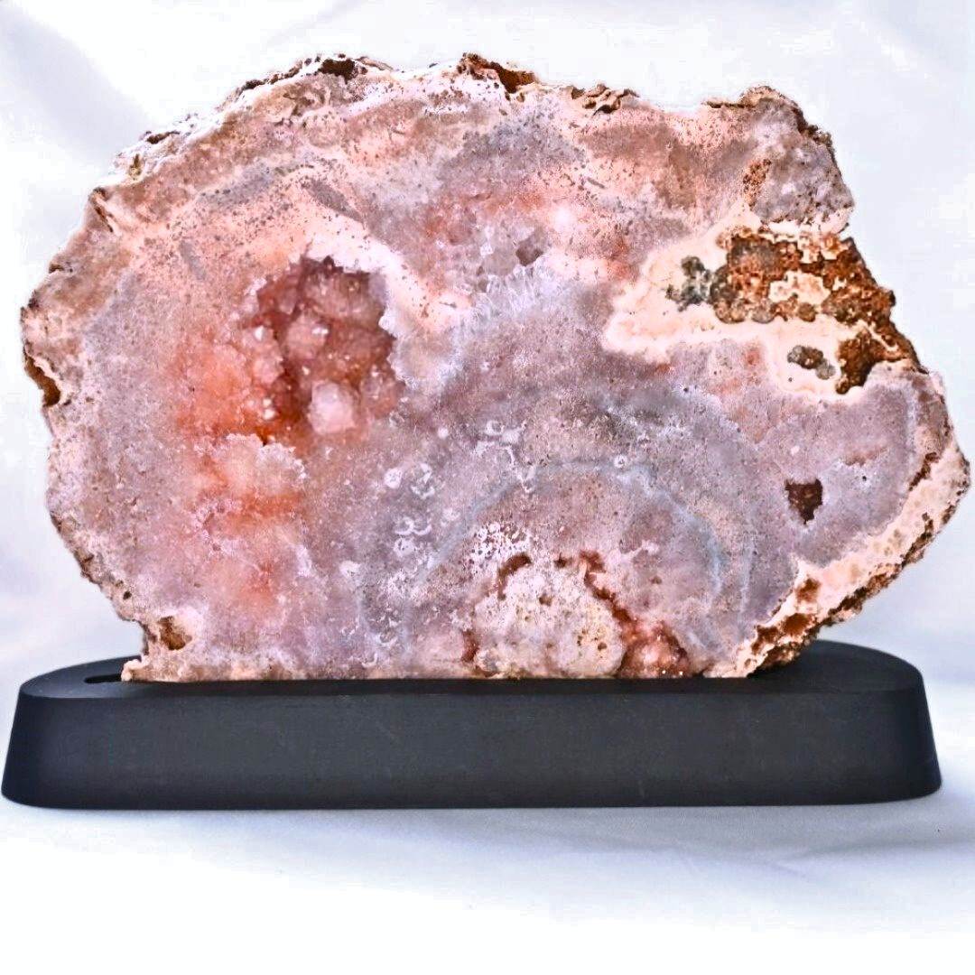 Large Pink Amethyst Druzy Slab with Custom Stand - 21cm