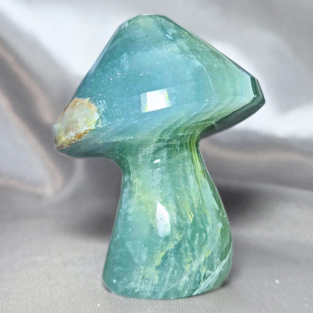 Blue Oceanite (Onyx) Mushroom Carving