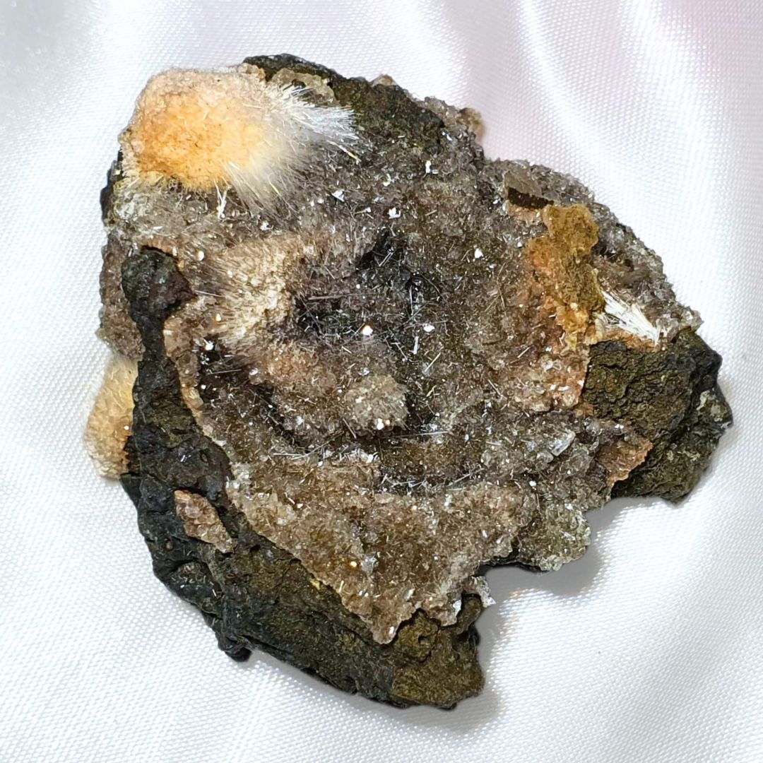 Thomsonite with Mesolite & Druzy Chalcedony Crystal Cluster