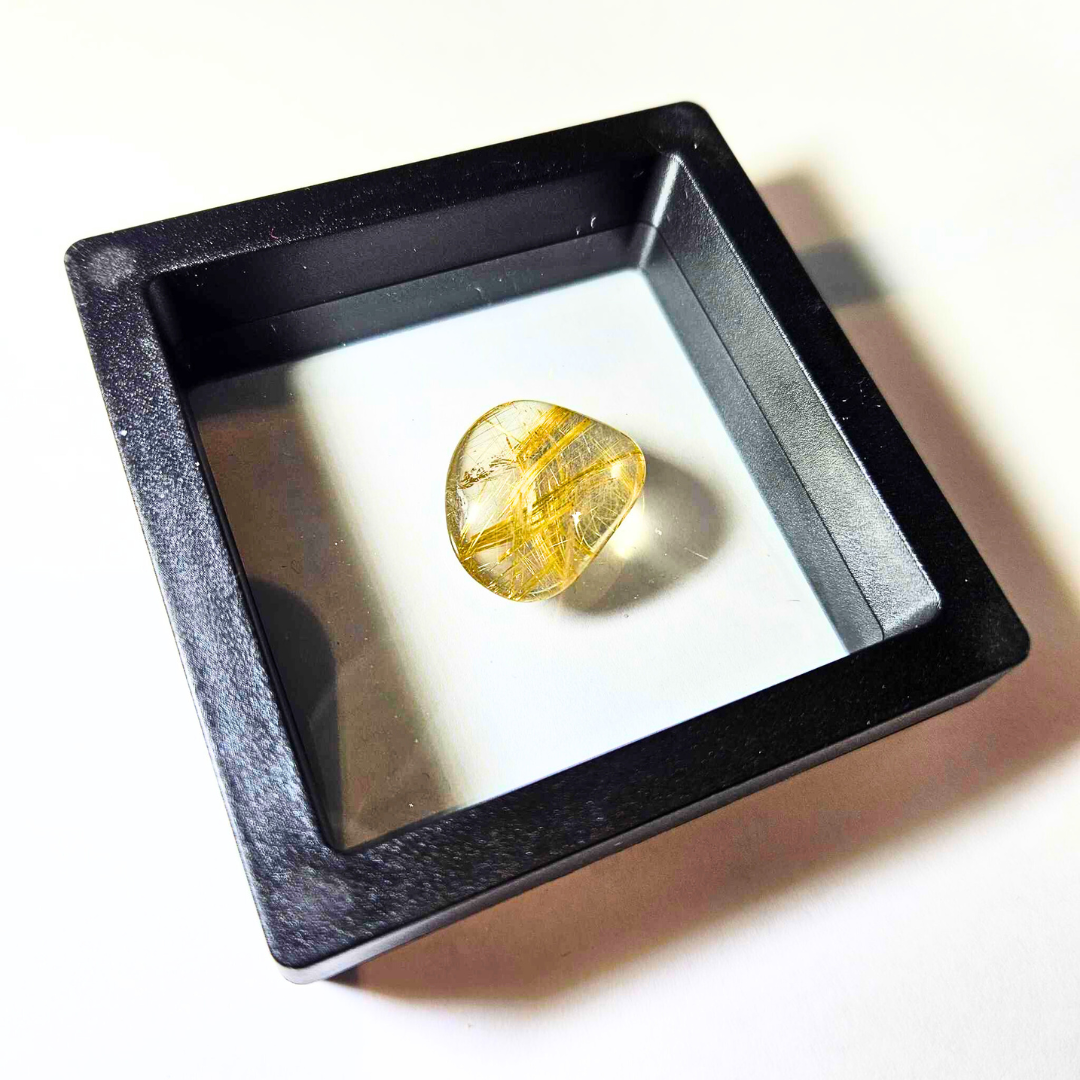 High Grade Golden Rutilated Quartz Pebble - Case Included