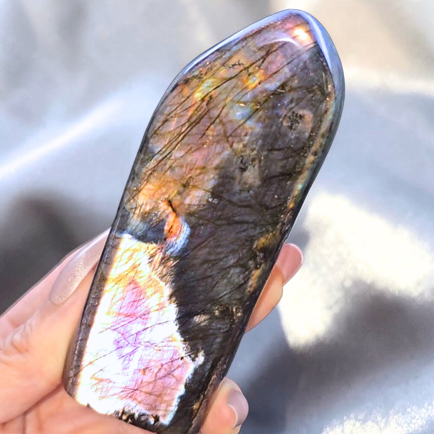 Genuine Finnish Spectrolite Freeform with Full Rainbow Flash - 228g