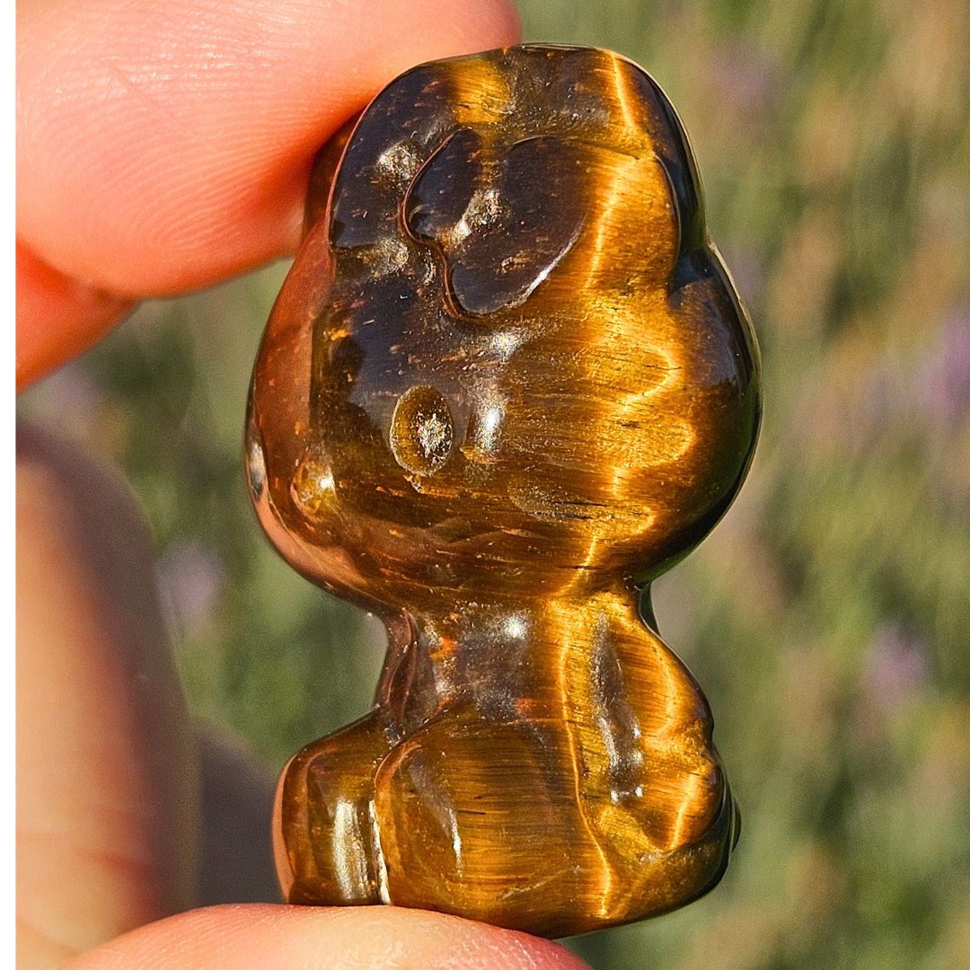 Tigers Eye Hello Kitty Crystal Carving